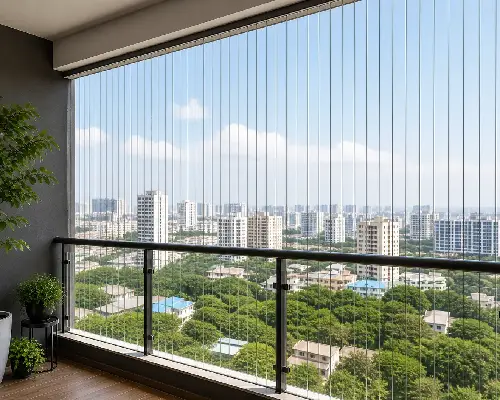 Invisible grill installation for high-rise windows