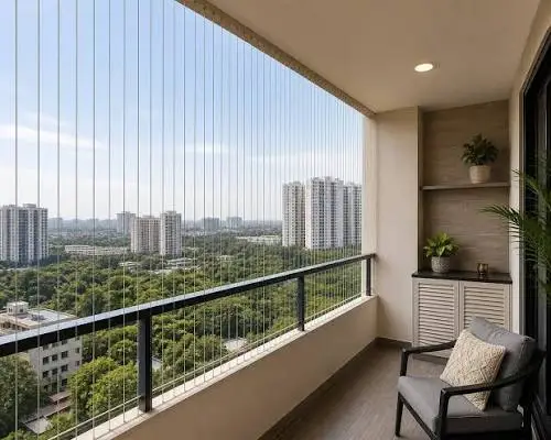 Terrace invisible grill for high-rise safety